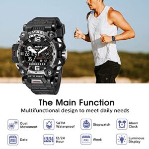 Men's Military Watch Outdoor LED Digital Watch Waterproof Tactical Army Wrist Sports Watches for Men Black Silver_8072