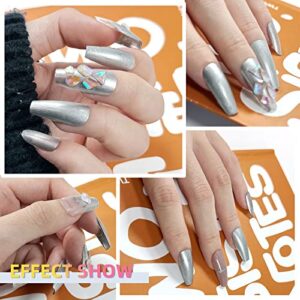 U-Shinein 8ml Metallic Painting Gel, Silver Painted Nail Polish, 3D Metal Painting Drawing Mirror Nail Gel Polish Glossy Soak Off UV/LED DIY Nail Art Manicure