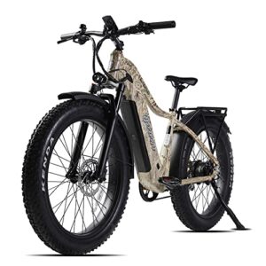 young electric e-scout pro, 750w electric bike adults, 80miles motor ebike, 48v 20ah battery, 26'' fat tire 28mph men women bicycle for snow beach mountain off road commuter (desert camo)