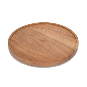acacia wood cake stand - wooden cake stand turntable for table, pantry, fridge, refrigerator, countertop (12" x 12" x 2")
