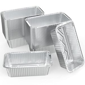 wanbao 50 pack foil bread pan disposable aluminum loaf pans 1lb for baking, food storage & takeout, 6" x 3.5" x 2"