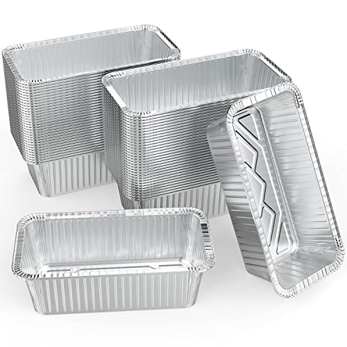 WANBAO 50 Pack Foil Bread Pan Disposable Aluminum Loaf Pans 1lb for Baking, Food Storage & Takeout, 6" X 3.5" X 2"