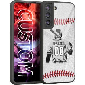 Personalized Baseball vs Name Number US Flag Decor Rubber Cover Phone Case for Samsung Galaxy S23 S22 S21 S20 ULTRA PLUS/ S21 FE /S20 FE/ S10 PLUS Custom Baseball Phone case (Baseball batter)