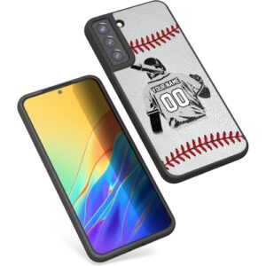 Personalized Baseball vs Name Number US Flag Decor Rubber Cover Phone Case for Samsung Galaxy S23 S22 S21 S20 ULTRA PLUS/ S21 FE /S20 FE/ S10 PLUS Custom Baseball Phone case (Baseball batter)