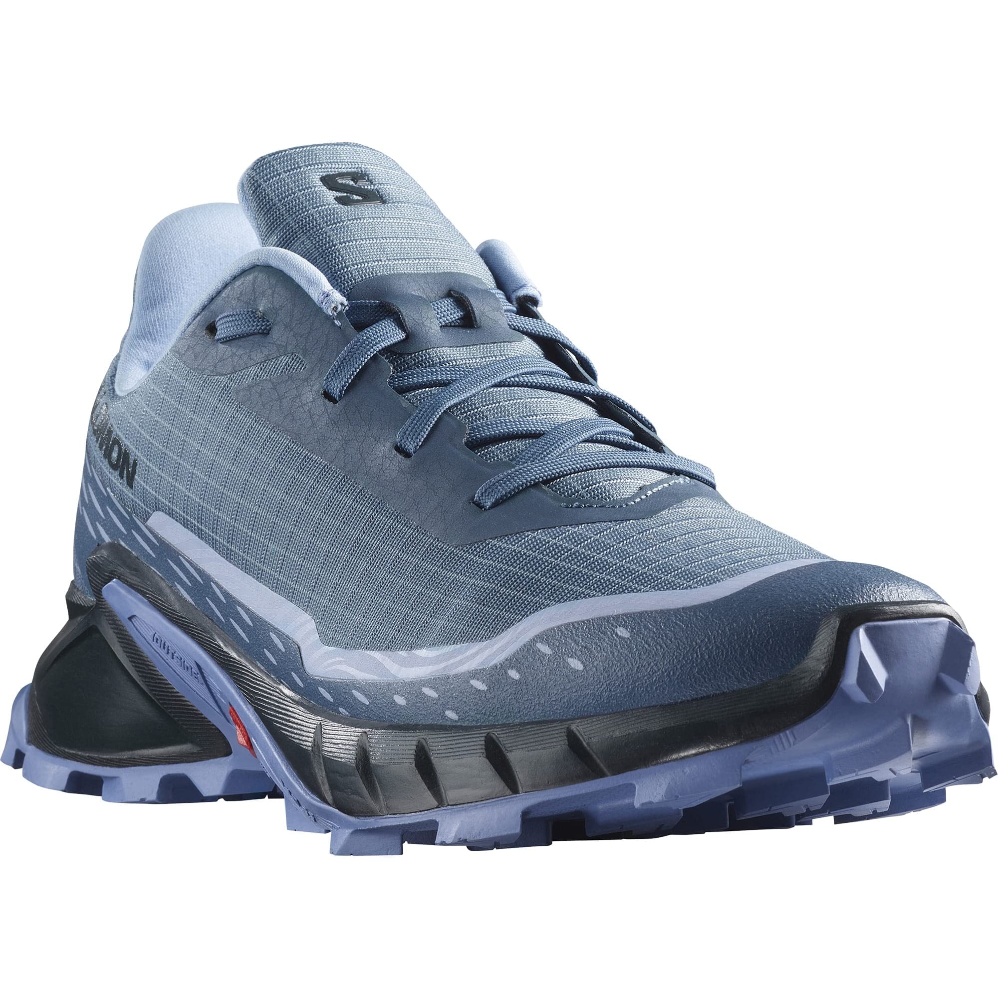 Salomon Women's ALPHACROSS 5 Hiking Shoe, Bering Sea/Carbon/Blue Heron, 8