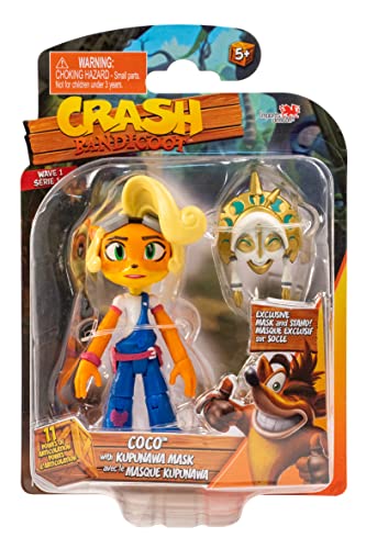 Crash Bandicoot 11cm Coco with Mask HE12300 | Collectable Retro Gaming Figure for Kids with Accessory