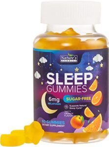 sleep gummies sugar free - extra strength 6mg melatonin, natural sleeping gummy for adults and kids, vegan, non-gmo, sleep vitamin support supplement - 60 gummies