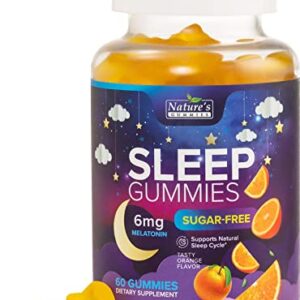 Sleep Gummies Sugar Free - Extra Strength 6mg Melatonin, Natural Sleeping Gummy for Adults and Kids, Vegan, Non-GMO, Sleep Vitamin Support Supplement - 60 Gummies