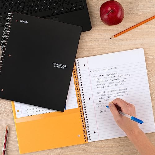 Five Star Spiral Notebooks + Study App, 2 Pack, 3 Subject, College Ruled Paper, 8-1/2" x 11", 150 Sheets, Fights Ink Bleed, Water Resistant Cover, Black, Green (820191)