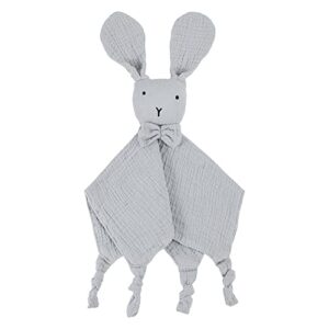 embrunioice baby bunny security blanket,muslin soft loveys for babies newborn essentials baby gifts for unisex (grey)