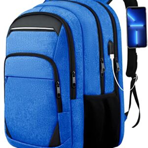 Large Backpack Men, Extra Large Laptop Backpack, Business Luggage College Casual Daypack Backpack Airline Approved with USB Charging Port, Durable Extra Large Backpack Computer Notebook Backpack, Blue