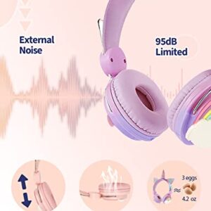 Soosooly Unicorns Headphones for Kids/Teens, Unicorns Gifts for Girls,3.5mm On-Ear Wired Headset with Nylon Cable for Travel/School/iPad/Smartphones/PC/Kindle/Tablet/Laptop - Pink& Purple