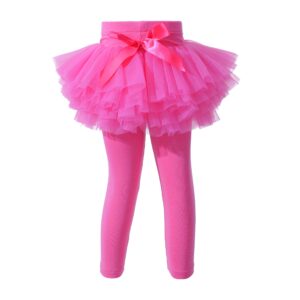 baby toddler girls' tutu leggings tulle ruffle skirted pants footless tights 6 months-5t rose