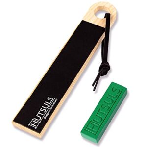 hutsuls pocket knife strop kit - get razor-sharp edges with pocket leather strop for knife sharpening, easy to use knife stropping kit with stropping compound, stropping leather sharpening strop block