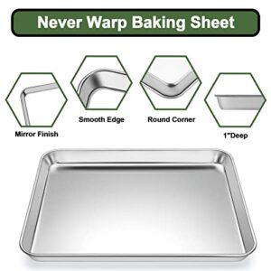 Baking Sheet Tray Cooling Rack with Silicone Mat Set, Stainless Steel Cookie Pan For Oven, Set of 9 (3 Sheets + 3 Racks Mats), Warp Resistant & Heavy Duty Easy Clean