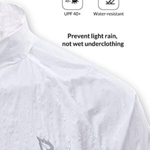 BALEAF Men's Cycling Windbreaker Jackets Lightweight Windproof Packable Pockets Reflective Water-resistant UPF40+ All Weather White L