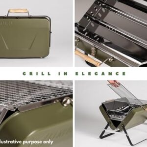 KENLUCK Charcoal Grill. Portable Stainless Steel BBQ Grill, Collapsible Barbecue Grill for Small Patio and Backyard, Foldable Outdoor Accessories (Celebration Grill (X-Large), Sandy Gloss Black)