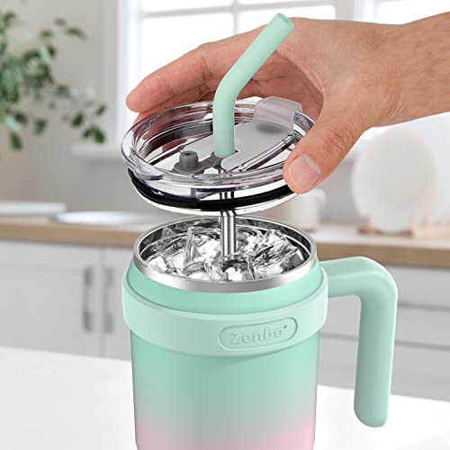 Zenbo 50 oz Mug Tumbler With Handle and Straw Lid | Stainless Steel Insulated Tumblers, Keeps Drinks Cold up to 34 Hours, Fit in Car Cup Holder, Dishwasher Safe,BPA Free