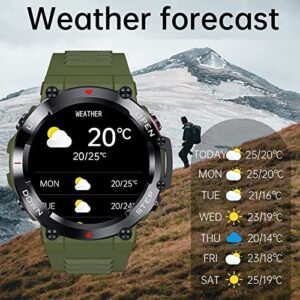 Yihou Fitness Tracker Military Smart Watch for Men Bluetooth Call Watch Message Reminder Waterproof Pedometer Step Counter Calorie Tactical Sport Smart Watch for Android Phones Compatible iPhone