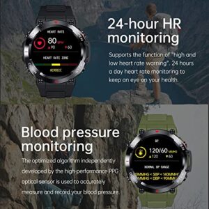 Yihou Fitness Tracker Military Smart Watch for Men Bluetooth Call Watch Message Reminder Waterproof Pedometer Step Counter Calorie Tactical Sport Smart Watch for Android Phones Compatible iPhone