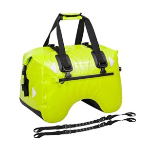 wild heart motorcycle rear seat bag u shape 50l waterproof tail duffel bag motorbike luggage with strape (fluorescent green)