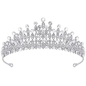 araluky silver wedding tiara for women crystal tiaras and crowns for women baroque crown wedding tiaras for bride, royal queen crown elegant princess crown rhinestone hair accessories for birthday prom pageant party