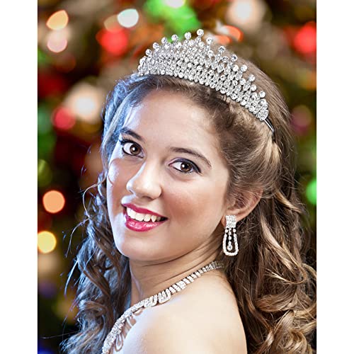 ARALUKY Silver Wedding Tiara for Women Crystal Tiaras and Crowns for Women Baroque Crown Wedding Tiaras for Bride, Royal Queen Crown Elegant Princess Crown Rhinestone Hair Accessories for Birthday Prom Pageant Party