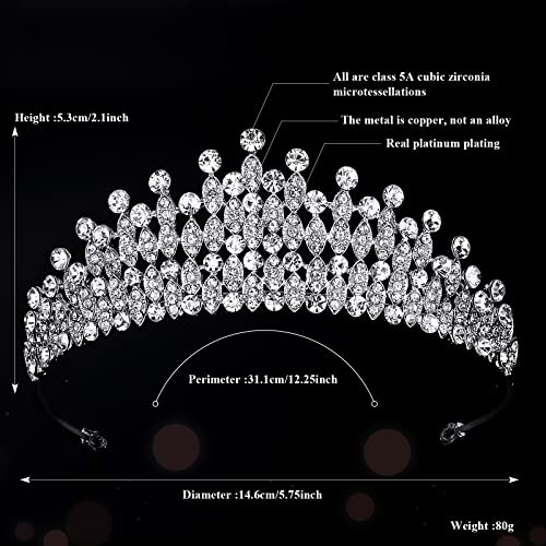 ARALUKY Silver Wedding Tiara for Women Crystal Tiaras and Crowns for Women Baroque Crown Wedding Tiaras for Bride, Royal Queen Crown Elegant Princess Crown Rhinestone Hair Accessories for Birthday Prom Pageant Party