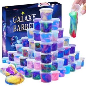 zonfrto 64 packs galaxy putty slime, party favor for kids girls & boys, adults, non sticky, stress & anxiety relief, wet, super soft sludge toy