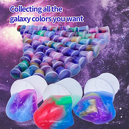 ZOnFRTO 64 Packs Galaxy Putty Slime, Party Favor for Kids Girls & Boys, Adults, Non Sticky, Stress & Anxiety Relief, Wet, Super Soft Sludge Toy