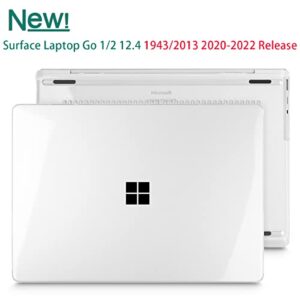 SUROCASE Compatible with Microsoft Surface Laptop Go 2 Go 1 12.4 Inch (2020-2022 Releases) Model 1943, Plastic Hard Case with Screen Protector + Keyboard Cover + Dust Plugs, Crystal Clear