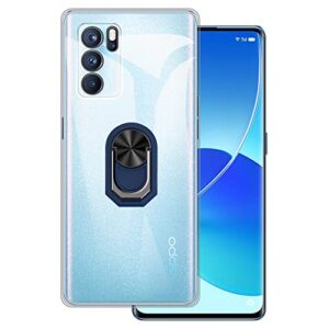 for oppo reno 6 pro 5g ultra thin phone case + ring holder kickstand bracket, gel pudding soft silicone phone 6.55 inches (bluering-t)