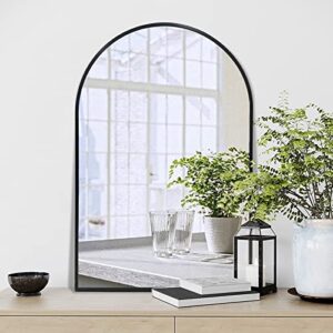 Arched Wall Mirror 20x30 Inch, Black Arched Bathroom Mirror, Vanity Decor Arched Mirror with Metal Frame, Arched Mirror for Entryway, Living Room, Bedroom, Salon -Black Curved Arch Mirror