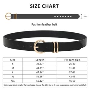 XZQTIVE 3 Pack 2Pack Women Belts For Jeans Dresses Pants Ladies Leather Waist Belt with Gold Buckle