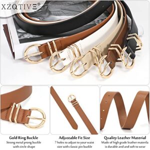 XZQTIVE 3 Pack 2Pack Women Belts For Jeans Dresses Pants Ladies Leather Waist Belt with Gold Buckle