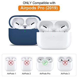 SUPFINE (3 in 1) Airpods Pro Case with Cleaner kit & Replacement Ear Tips, Soft Silicone Protective Cover with Keychain, Cleaning Pen for Airpod Eartips with Noise Reduction Hole (S/M/L) Deep Blue
