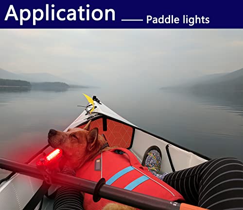 Amzonly LED Navigation Lights Kit for Boat Kayak, Stern Lights Battery operated, 4Pack Rechargeable LED Lights for Night Kayaking, Bike Tail Light, 4 Light Mode Options, 2pcs Safety Whistle included