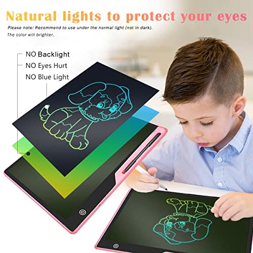 16 Inch Rechargeable LCD Writing Tablet, Colorful Doodle Board Drawing Tablet for Kids, Reusable Electronic Drawing Pads Educational Toys, Gift for Boys Girls, Pink