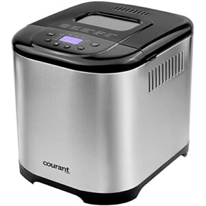 courant bread maker machine 3 loaf sizes, gluten-free, sugar-free, natural sourdough, total 15 pre-programmable cycles, delay timer, easy to use, warm feature - stainless steel automatic