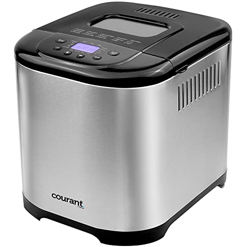 Courant Bread Maker Machine 3 Loaf sizes, Gluten-free, sugar-free, Natural Sourdough, Total 15 Pre-Programmable Cycles, Delay Timer, Easy to Use, Warm Feature - Stainless Steel Automatic