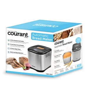 Courant Bread Maker Machine 3 Loaf sizes, Gluten-free, sugar-free, Natural Sourdough, Total 15 Pre-Programmable Cycles, Delay Timer, Easy to Use, Warm Feature - Stainless Steel Automatic