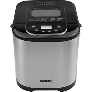 Courant Bread Maker Machine 3 Loaf sizes, Gluten-free, sugar-free, Natural Sourdough, Total 15 Pre-Programmable Cycles, Delay Timer, Easy to Use, Warm Feature - Stainless Steel Automatic