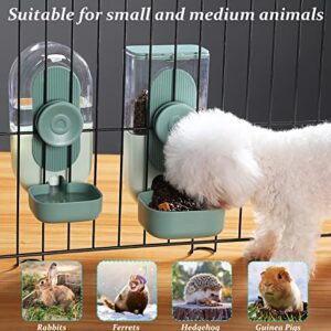 Kenond 35oz Hanging Automatic Pet Food Water Dispenser, Auto Gravity Pet Feeder and Waterer Set, Cage Cat Food Bowl Dog Feeding Station for Puppy and Kitten Rabbit Chinchilla Hedgehog Ferret (Green)