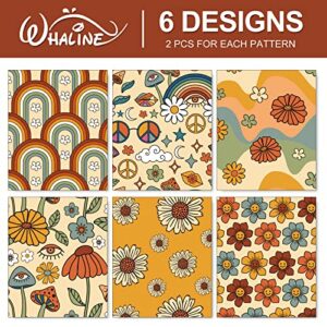 Whaline 12 Sheet Retro Wrapping Paper Boho Style Gift Wrap Bulk Vintage Floral Rainbow Art Paper for Birthday Wedding Baby Shower Wedding DIY Crafts Gift Packing, 19.7 x 27.6 Inch