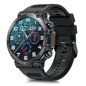 smart watches for men,1.39” military grade waterproof fitness watches with bluetooth(answer/make call) ,smartwatch for android and iphone compatible, with heart rate, blood pressure, body temperature