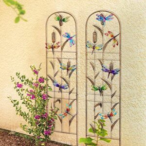 SUNNYPARK Set of 2 Dragonfly Metal Garden Trellis for Climbing Plants, Decorative Vegetables Flowers Vine Trellis for Outdoor Patio 60'' H x 11'' W