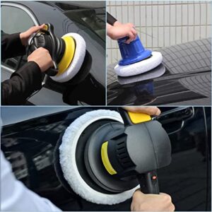 AICEL 9PCS Car Buffer Polisher Pad Bonnet, 9 to 10 Inches Car Orbital Polishing Bonnet Coral Fleece Buffing Cover, Soft Microfiber Car Woolen Wax Kit, Universal Auto Cleaning Waxers Set