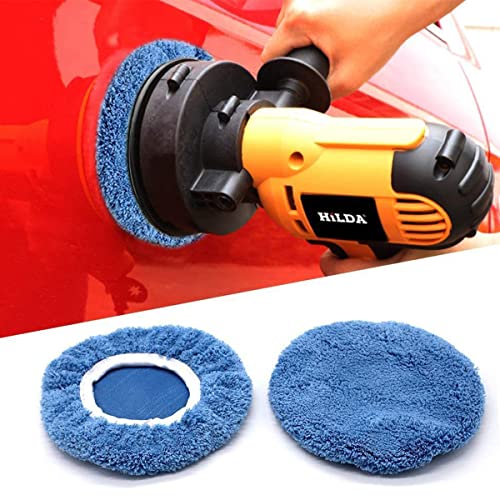 AICEL 9PCS Car Buffer Polisher Pad Bonnet, 9 to 10 Inches Car Orbital Polishing Bonnet Coral Fleece Buffing Cover, Soft Microfiber Car Woolen Wax Kit, Universal Auto Cleaning Waxers Set