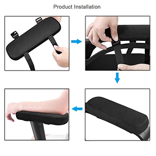 Addabst Office Chair Armrest Pads, 2 Pcs Thick Office Chair Armrest Covers, Removable Gaming Chair Arm Pads (Black)