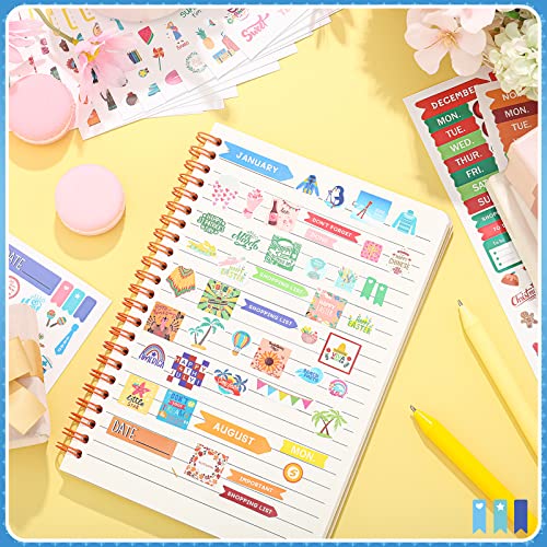 24 Sheets Aesthetic Assorted Planner Stickers Monthly Daily Calendar Seasonal Stickers Colored Journaling Holiday Stickers with General Events for Planning Women Adults Scrapbook 1000+ Stickers